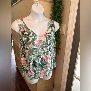 Botanical Tropical lightweight v-neck tank top Old Navy size XXL #0011